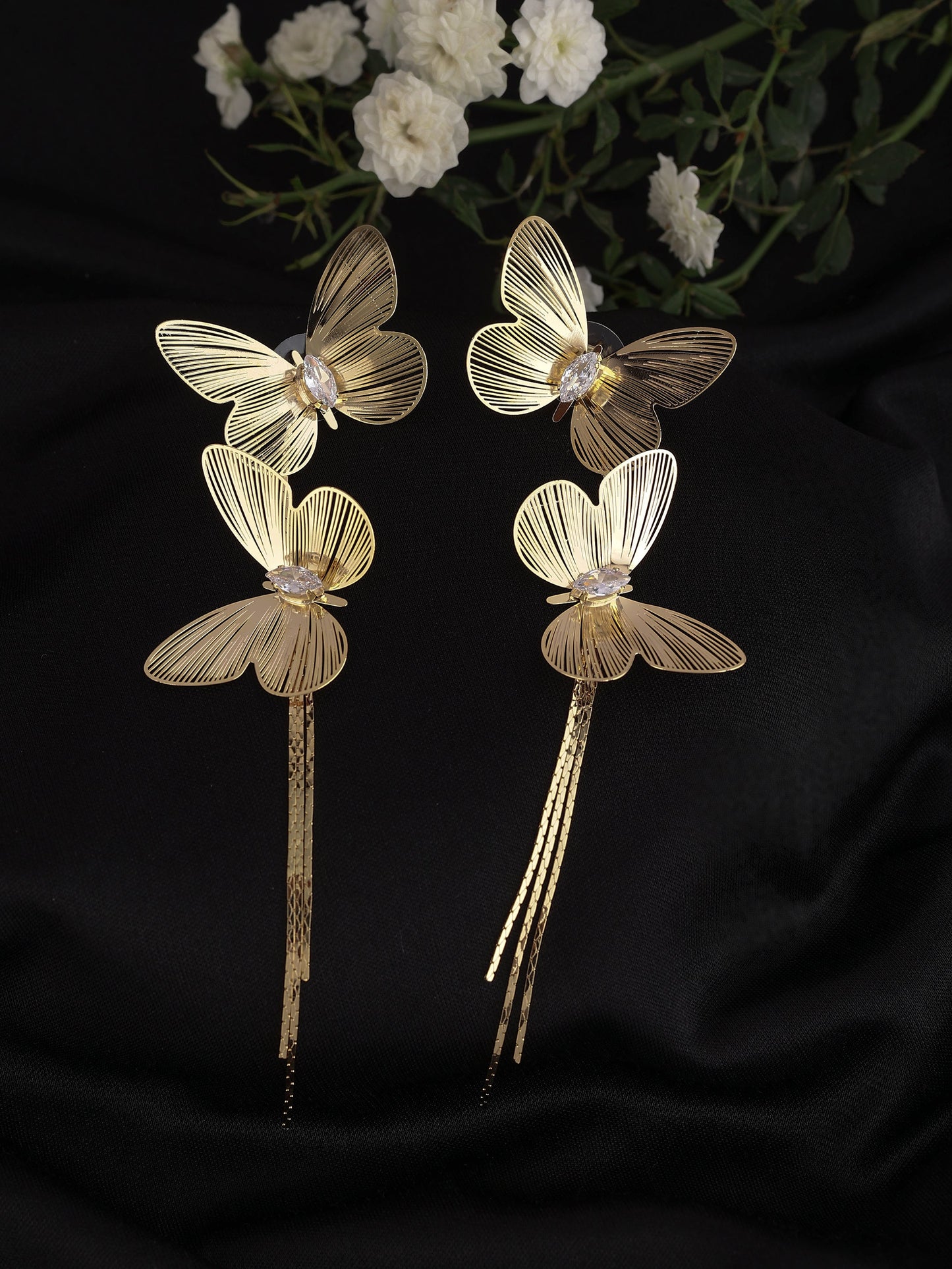 Butterfly Wing Long Drop Earrings