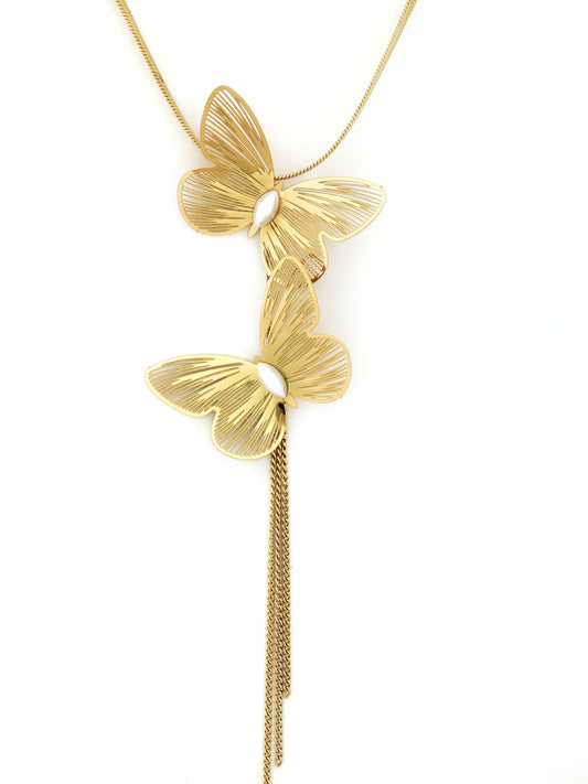 Twin Butterfly Cascade Necklace