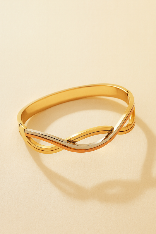 Tri-Tone Wave Infinity Bangle
