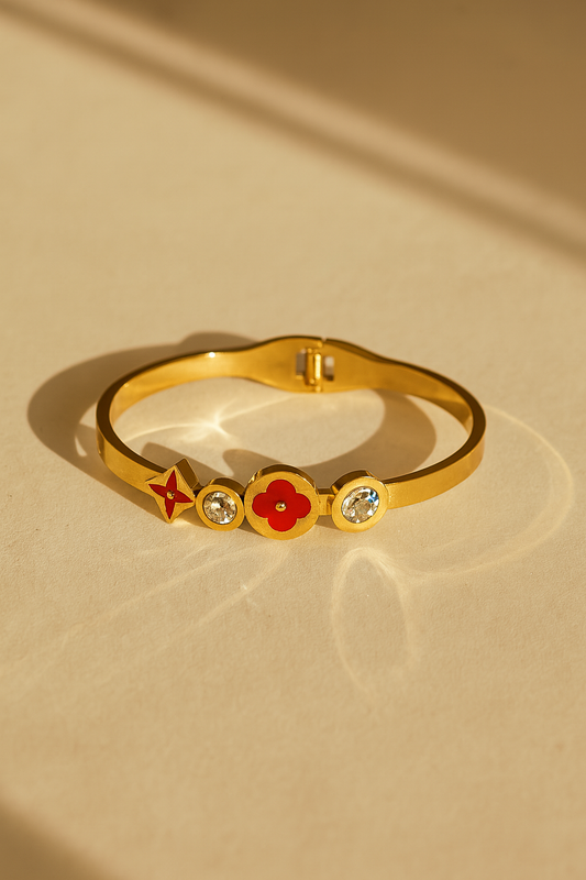 Red Enamel Clover Bracelet