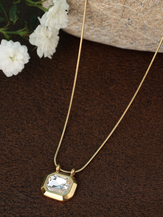 Octagon Stone Pendant Necklace