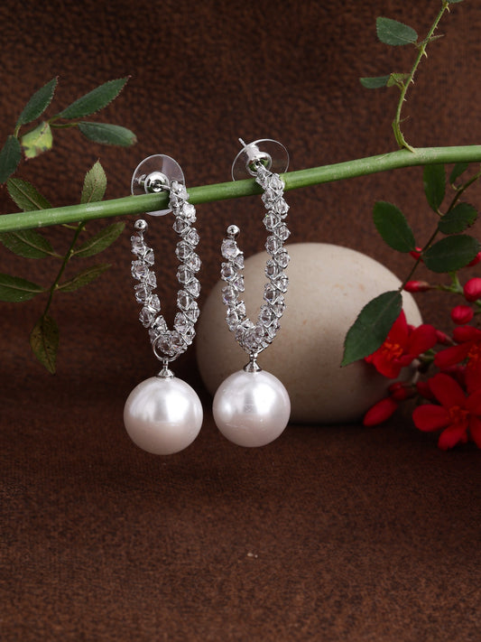 Statement Pearl and Crystal Hoop Earrings