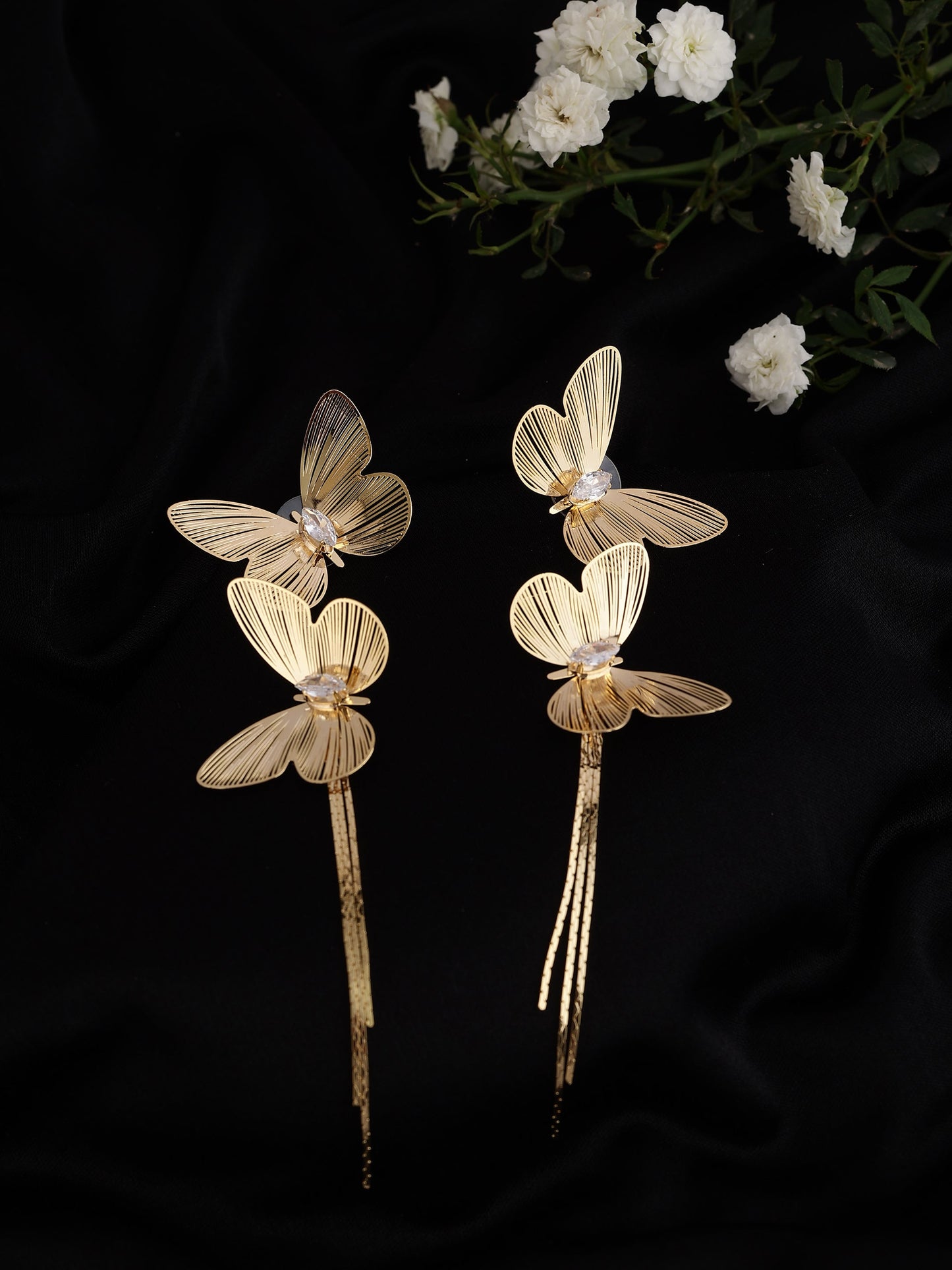 Butterfly Wing Long Drop Earrings