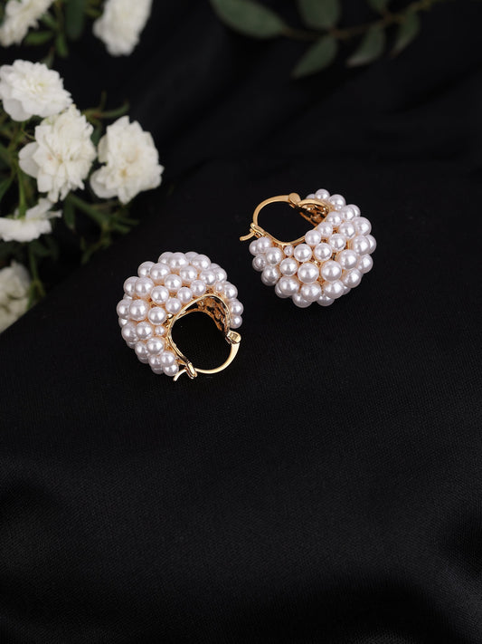 Beaded Pearl Hoop Earrings