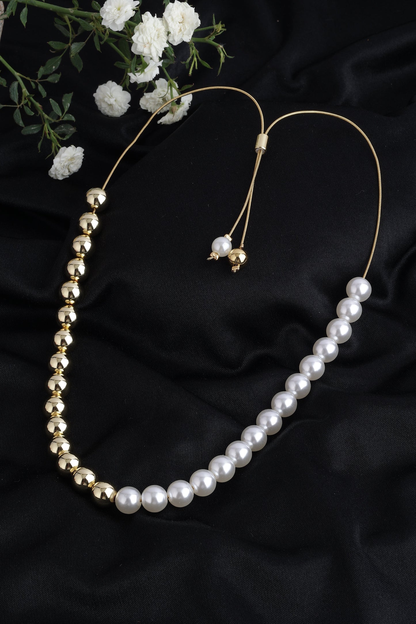 Gold-Plated and Pearl Bead Necklace