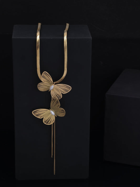 Twin Butterfly Cascade Necklace