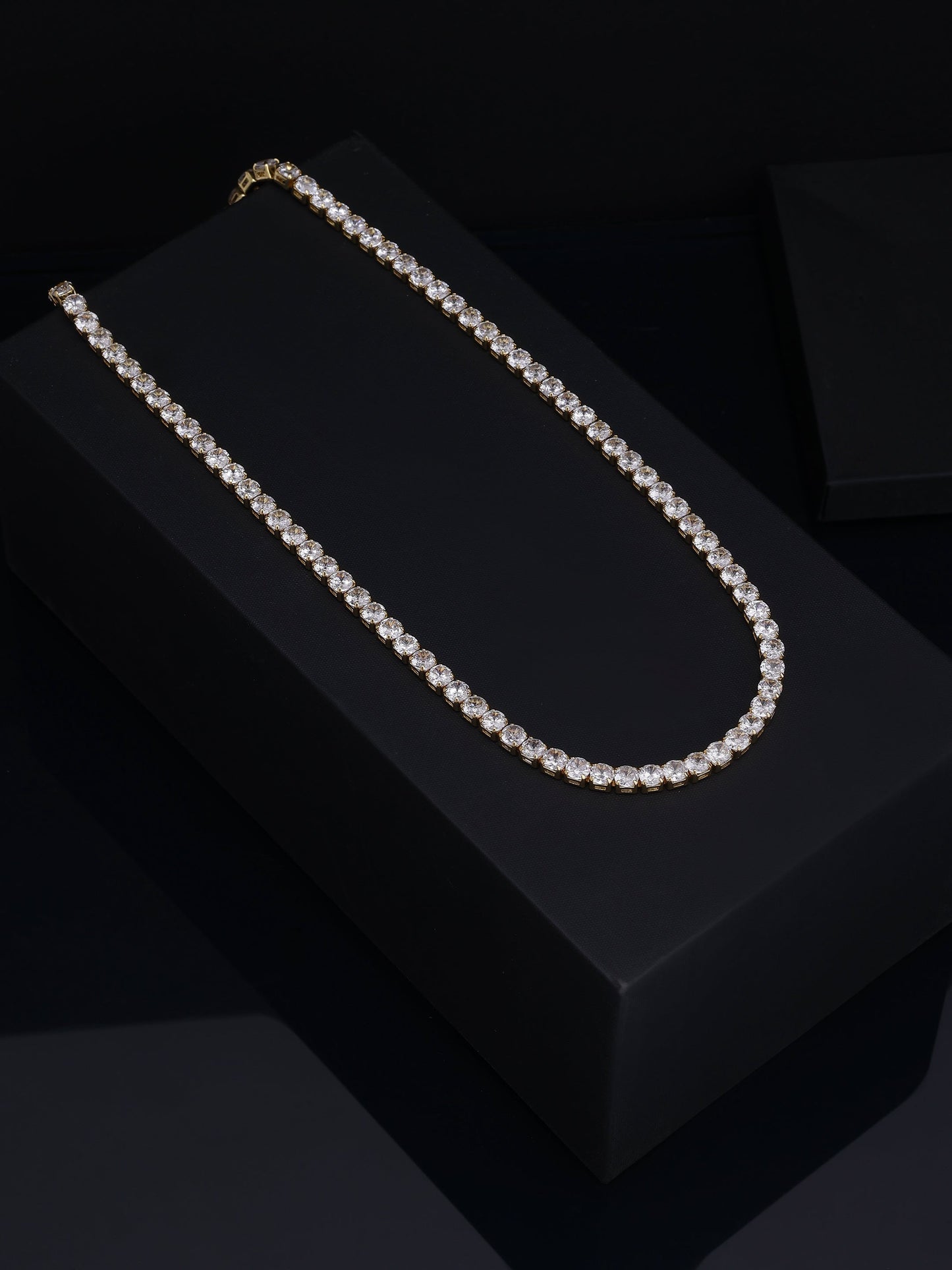 Round Cut CZ Tennis Chain Necklace