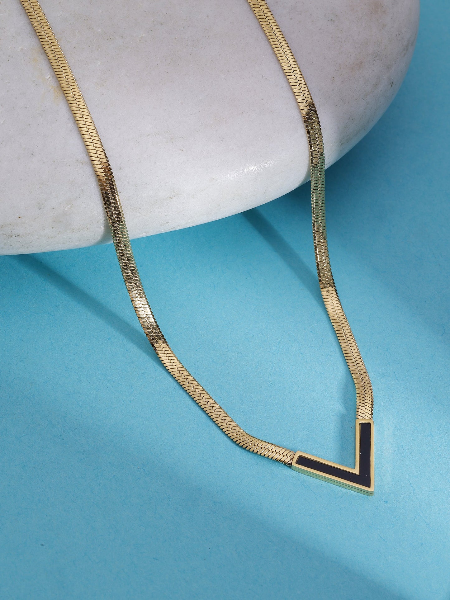 Black Enamel Chevron Necklace