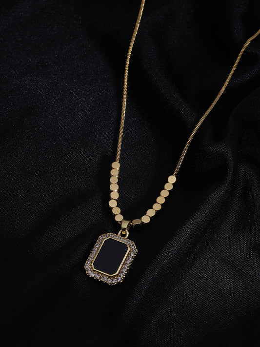 Emerald Cut Black Stone Necklace