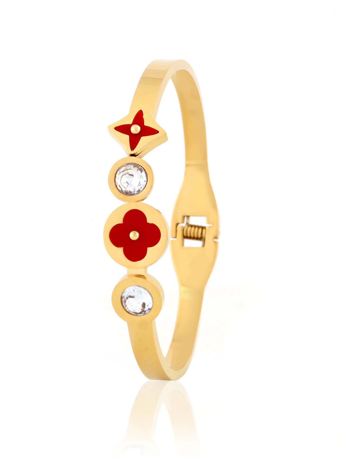 Red Enamel Clover Bracelet