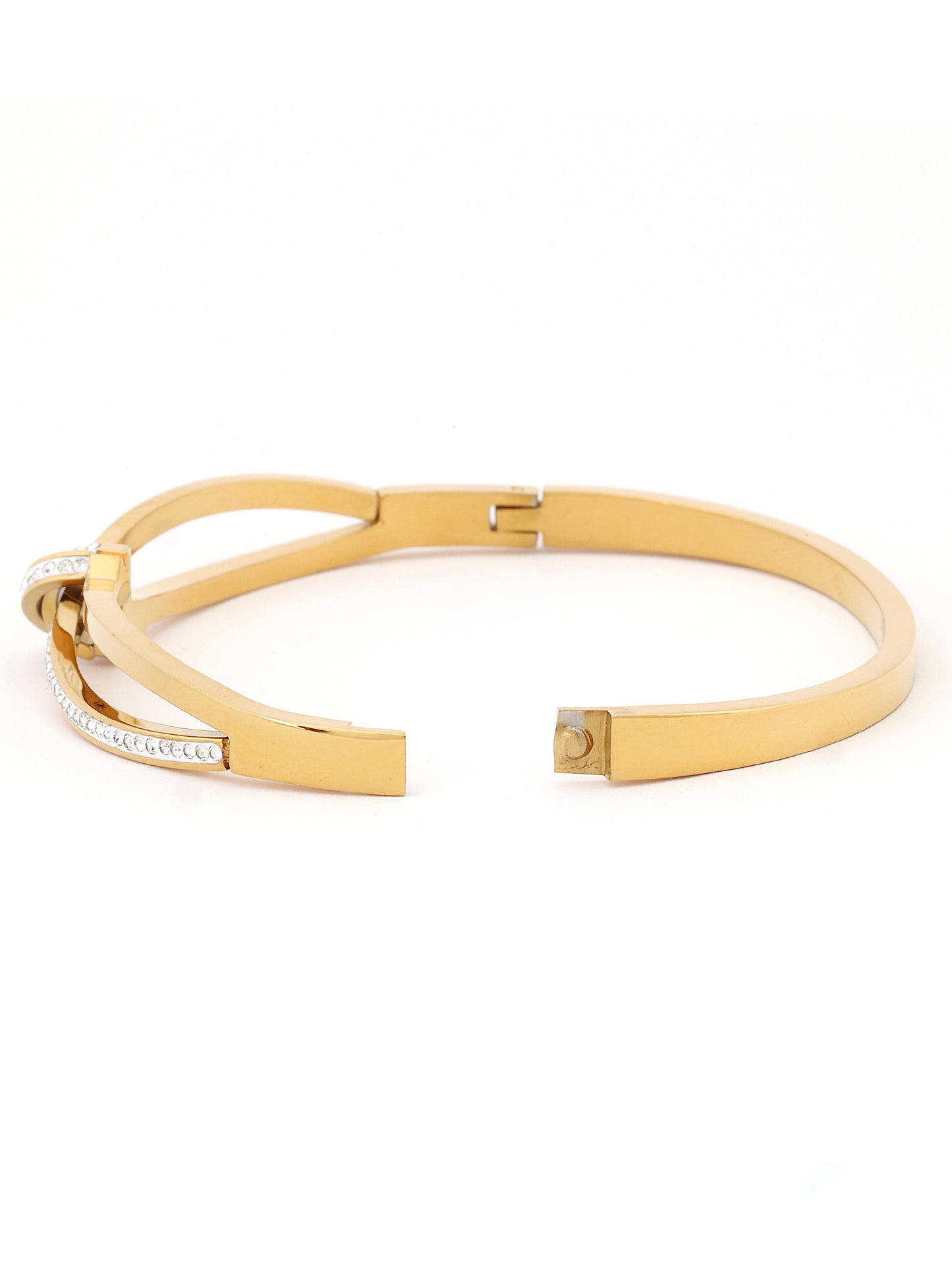 Luxe Crystal 18k Gold Plated Cross Bangle