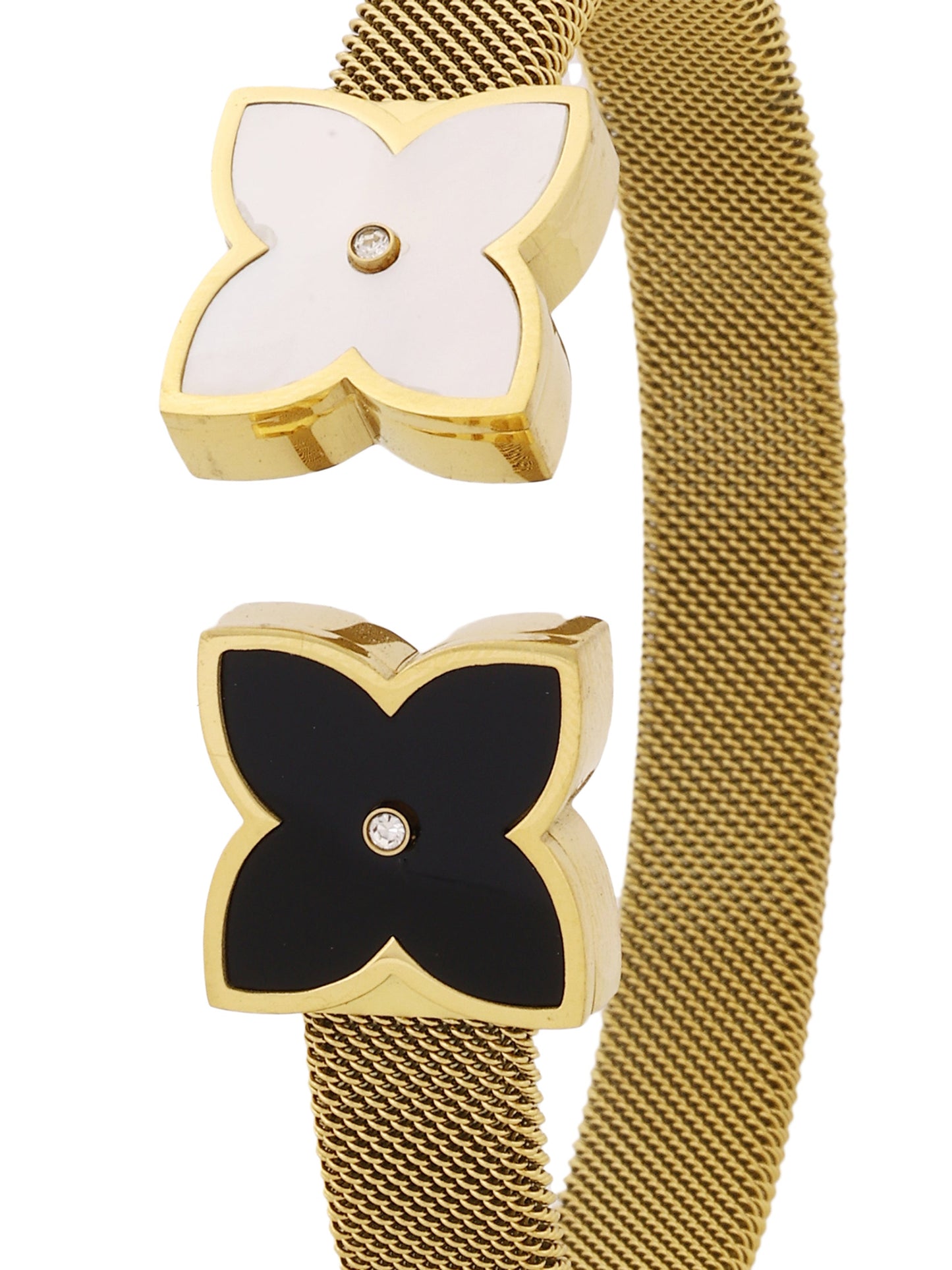 Black & White Enamel Clover Bangle