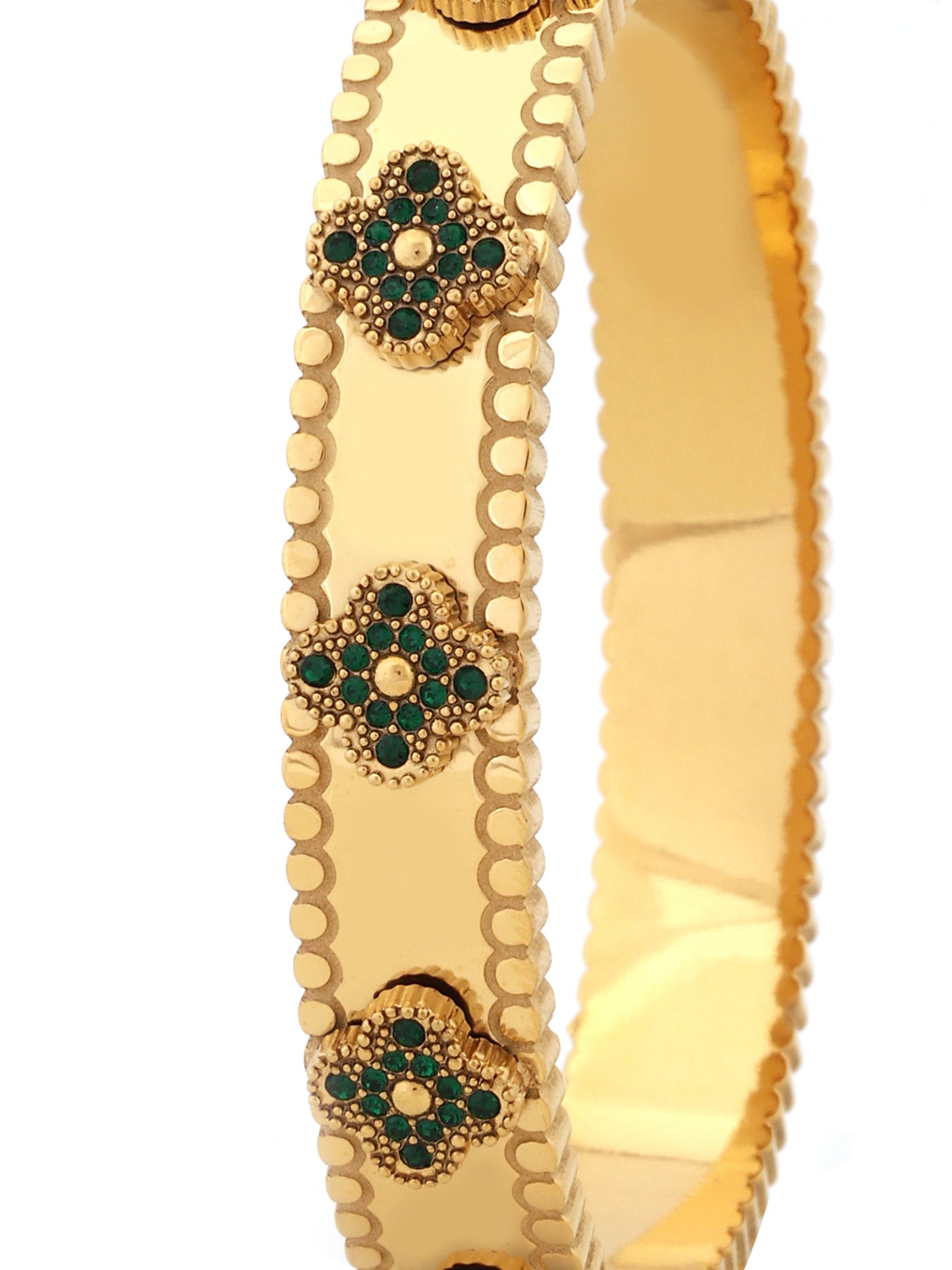 Emerald Bloom Clover Bangle