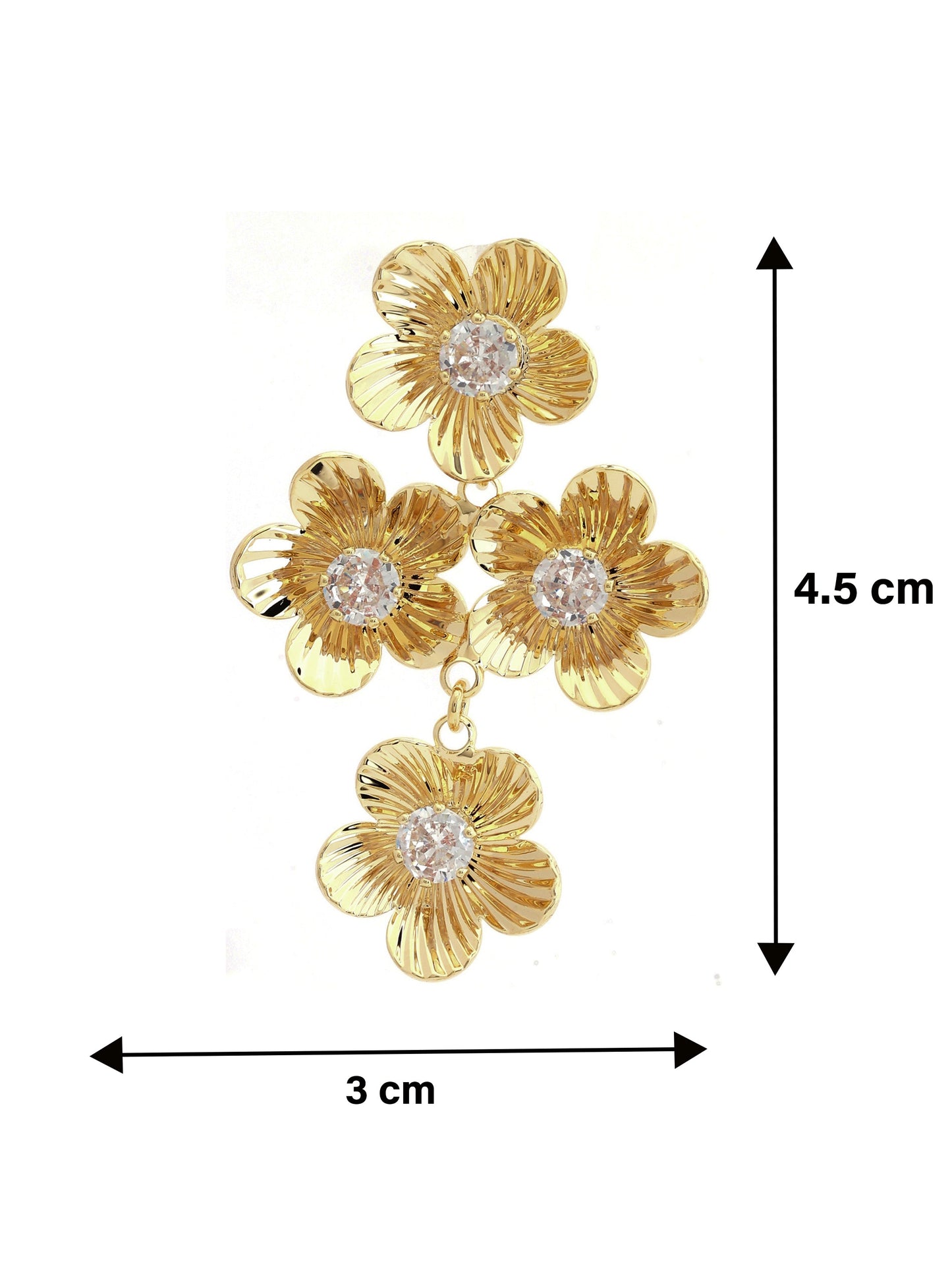 Multi-Flower Dangle Earrings With American Diamonds