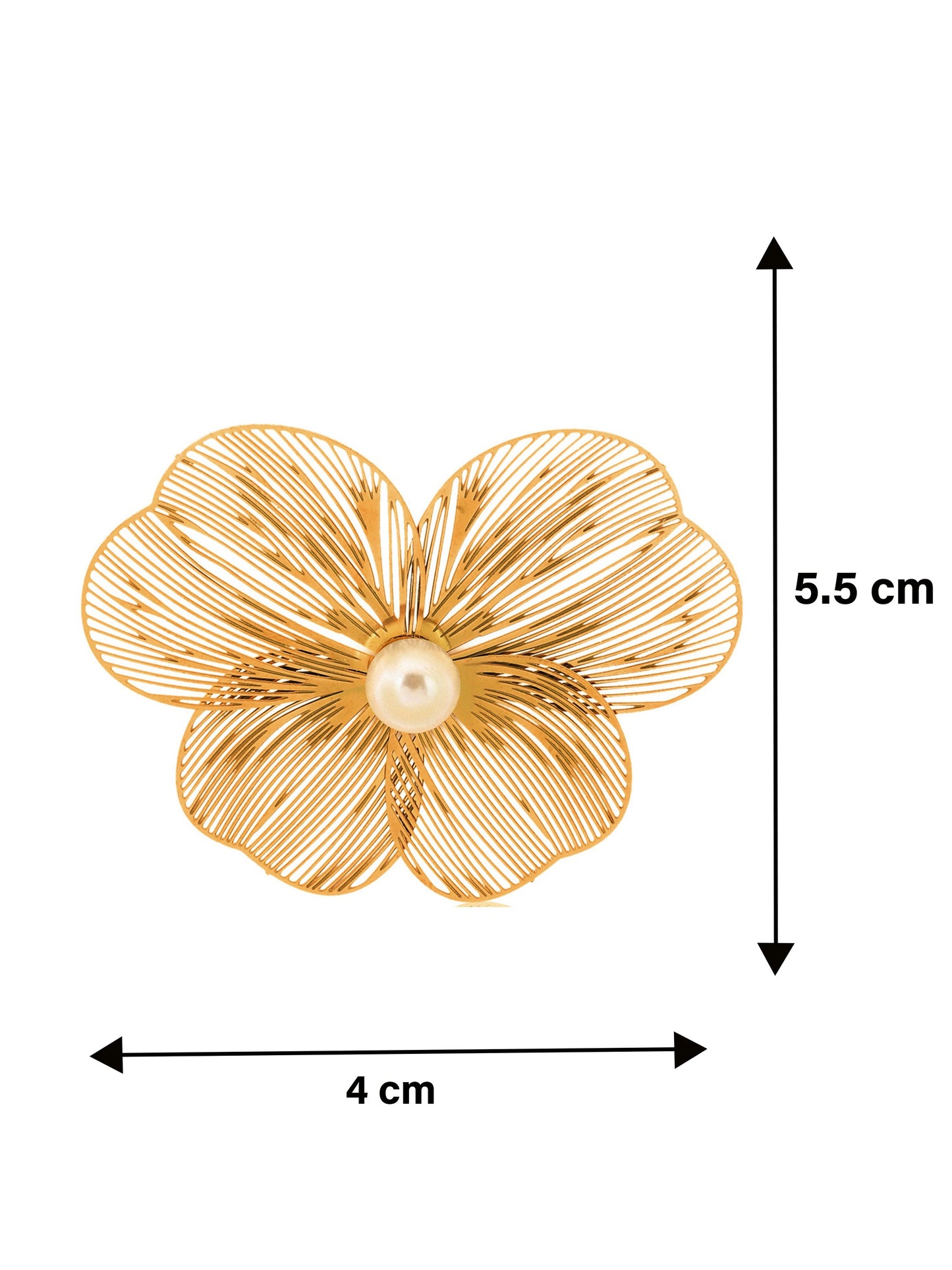 Golden Filigree Blossom Earrings With Pearl Center