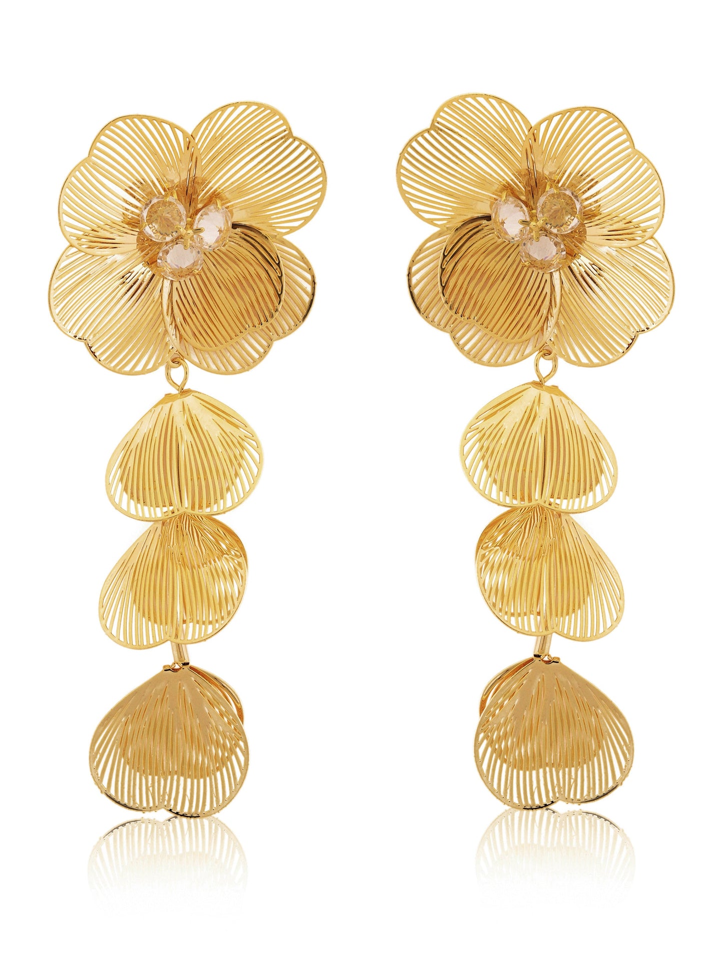 Gold Flower Dangle Earrings
