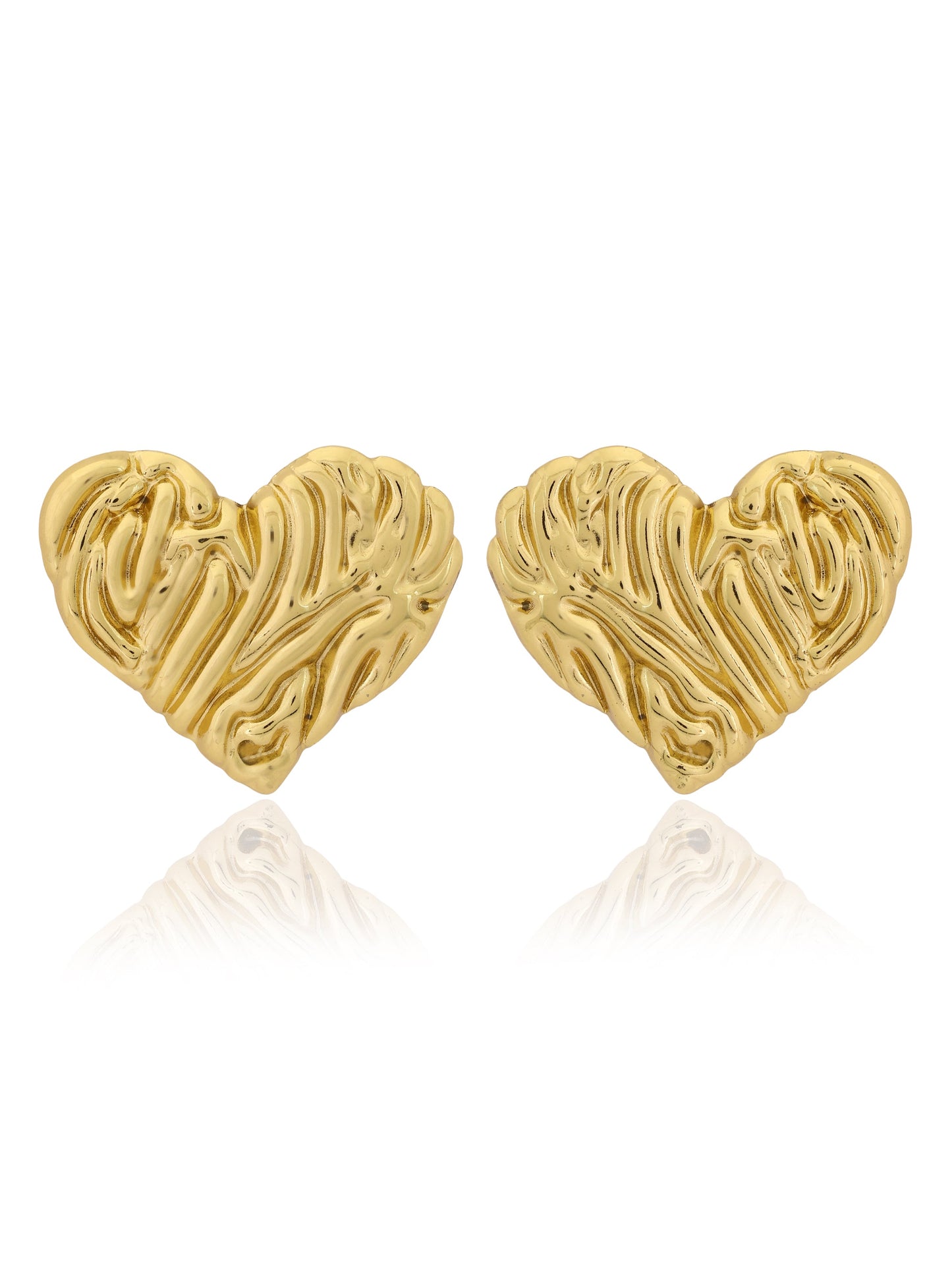 Gold Heart Chunky Studs