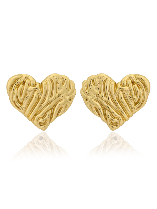 Gold Heart Chunky Studs