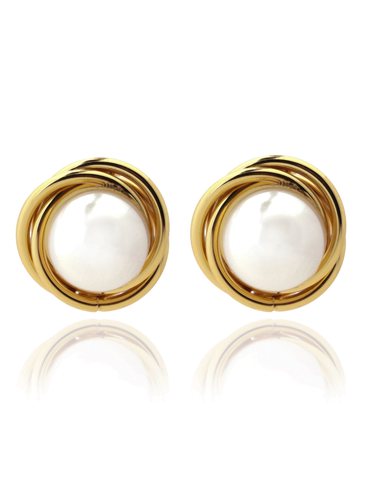 Gold-Plated Pearl Dome Earrings