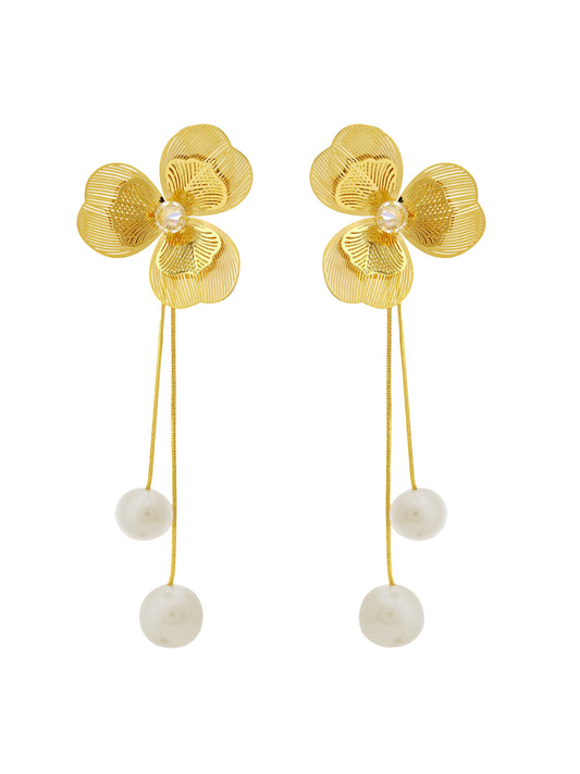 Pearl Tassel Flower Earrings