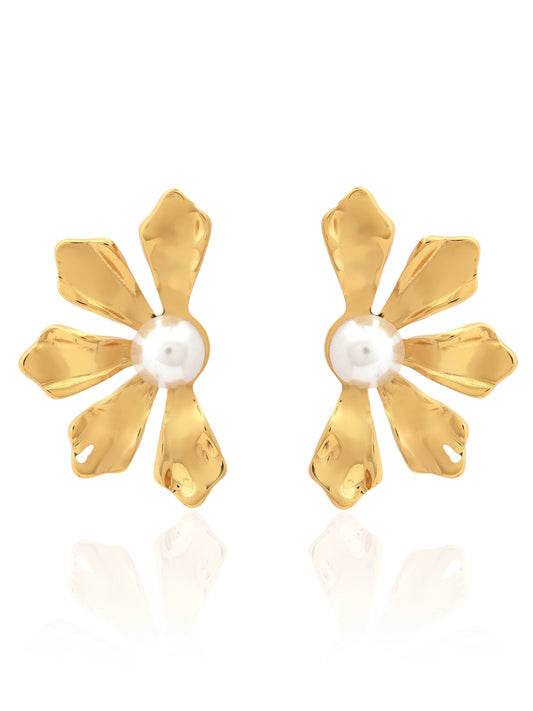 Petal Pearl Stud Earrings