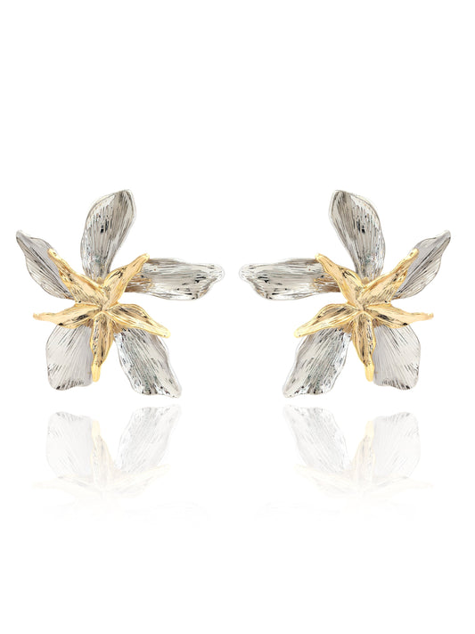 Gold & Silver Flower Earrings