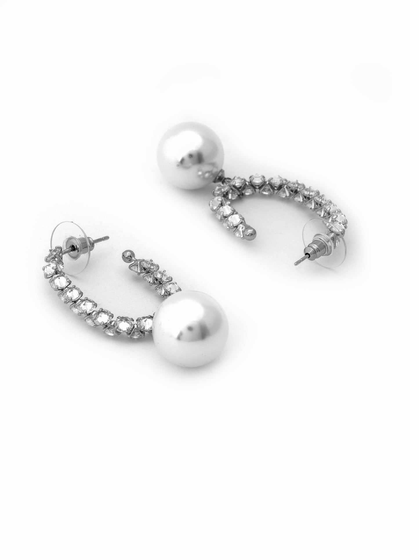 Statement Pearl and Crystal Hoop Earrings