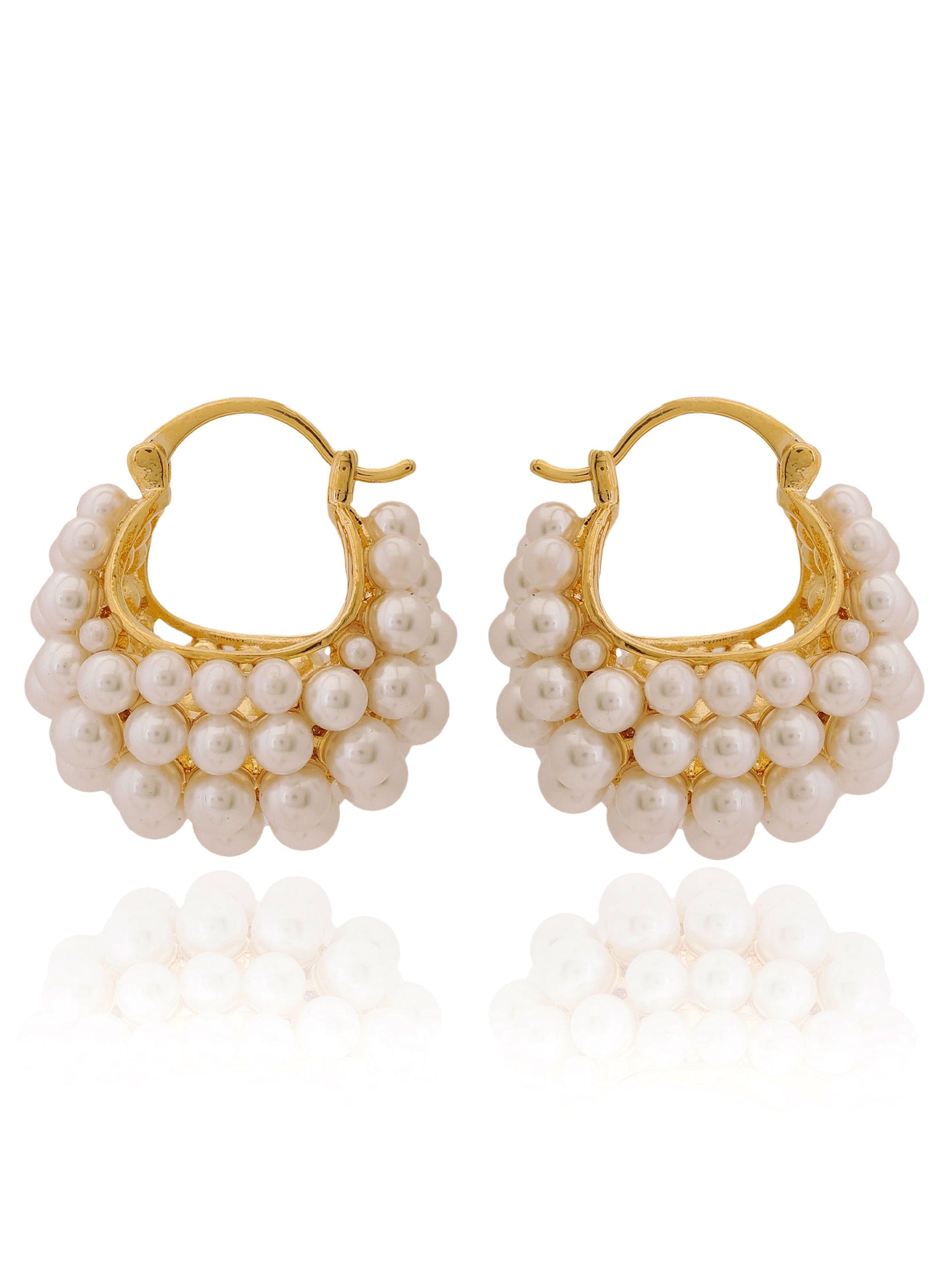 Beaded Pearl Hoop Earrings