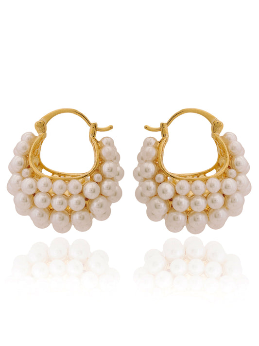 Beaded Pearl Hoop Earrings