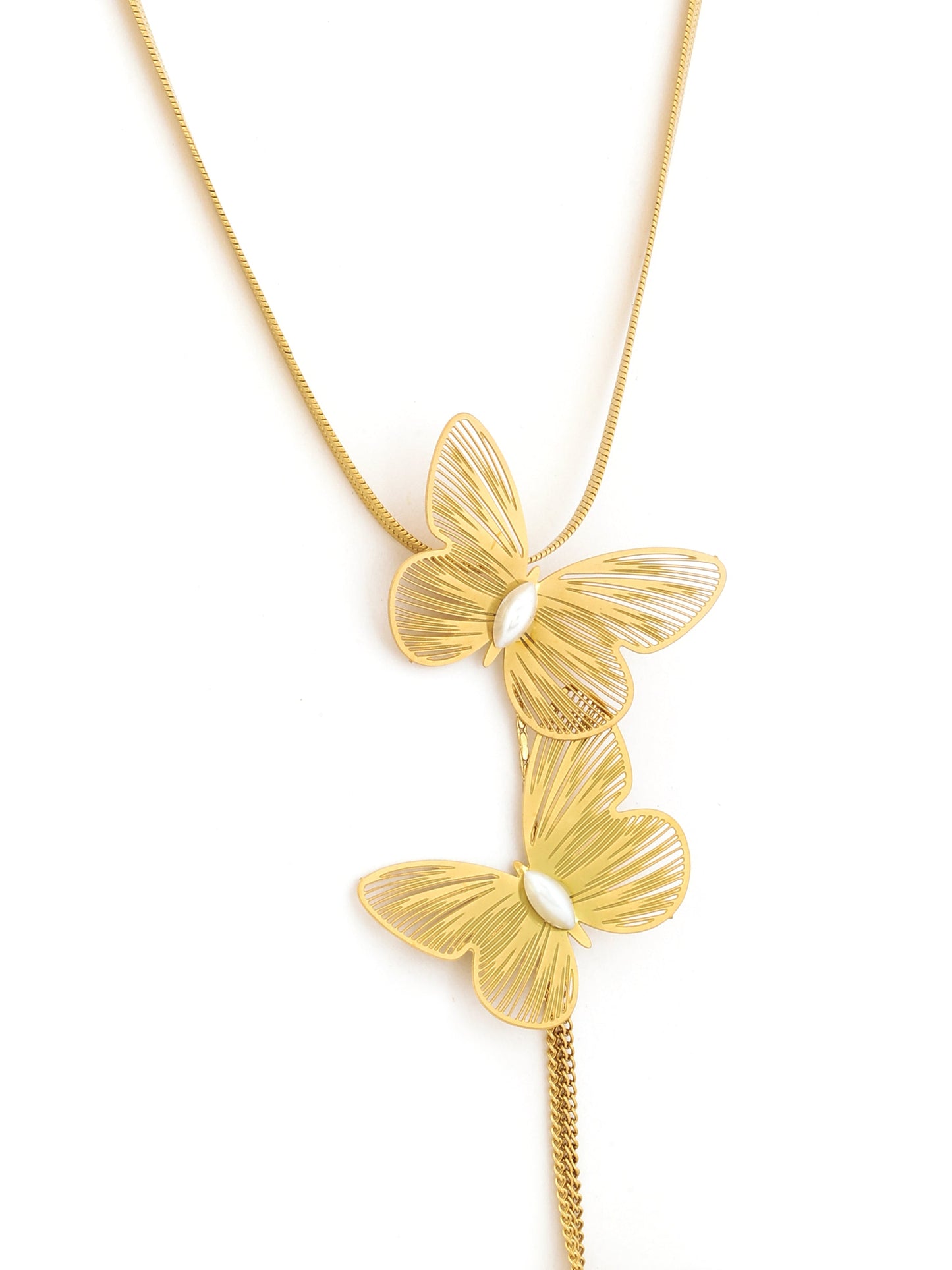 Twin Butterfly Cascade Necklace