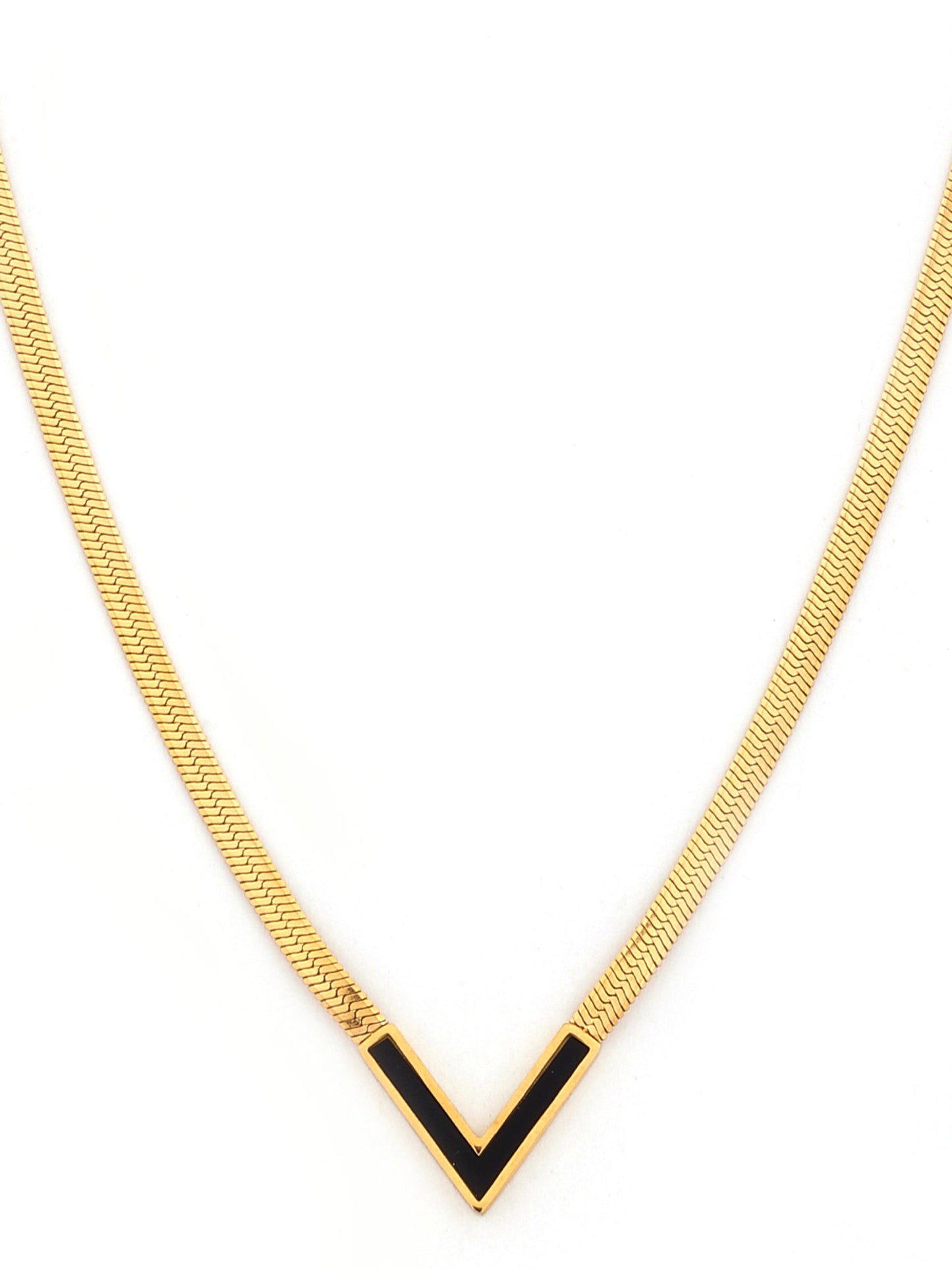 Black Enamel Chevron Necklace
