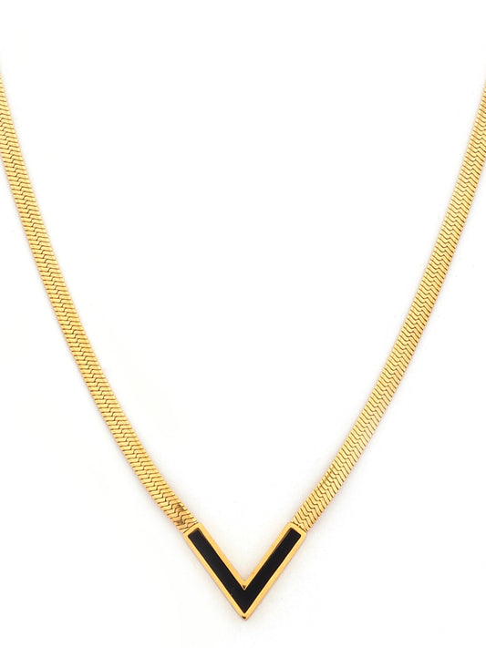 Black Enamel Chevron Necklace