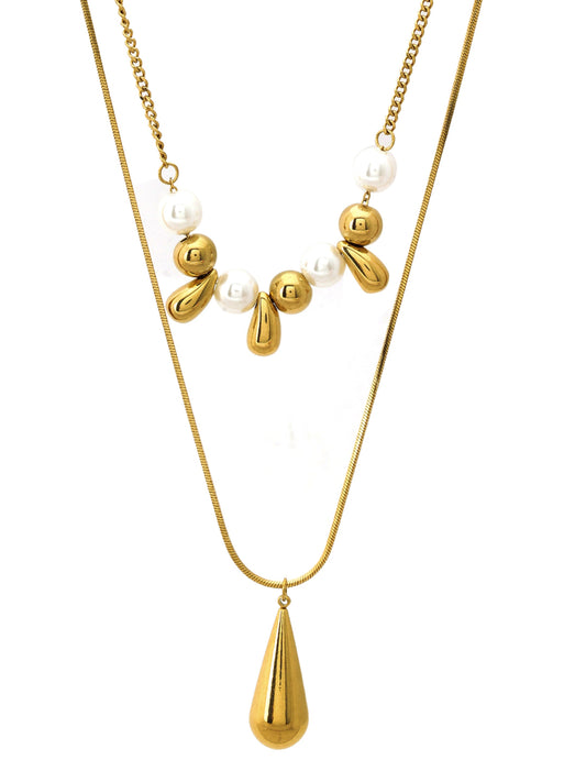 Double Layer Teardrop Pearl Necklace