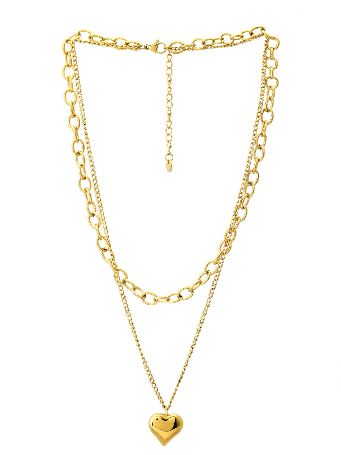 Double Layer Heart Charm Necklace