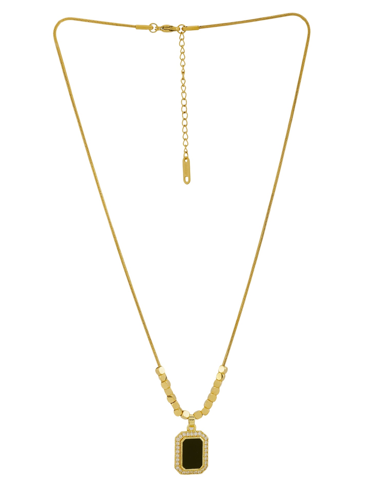 Emerald Cut Black Stone Necklace
