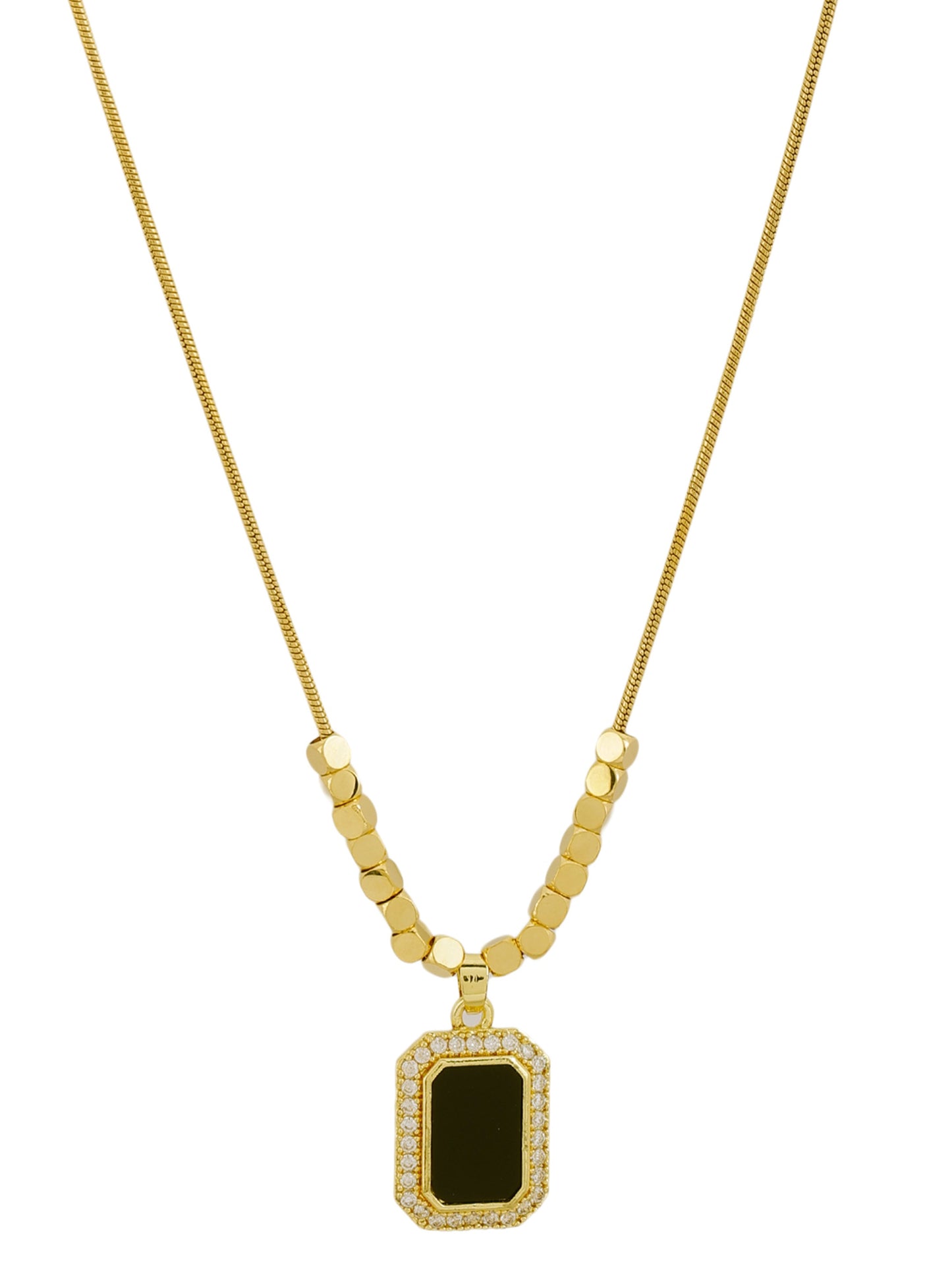 Emerald Cut Black Stone Necklace