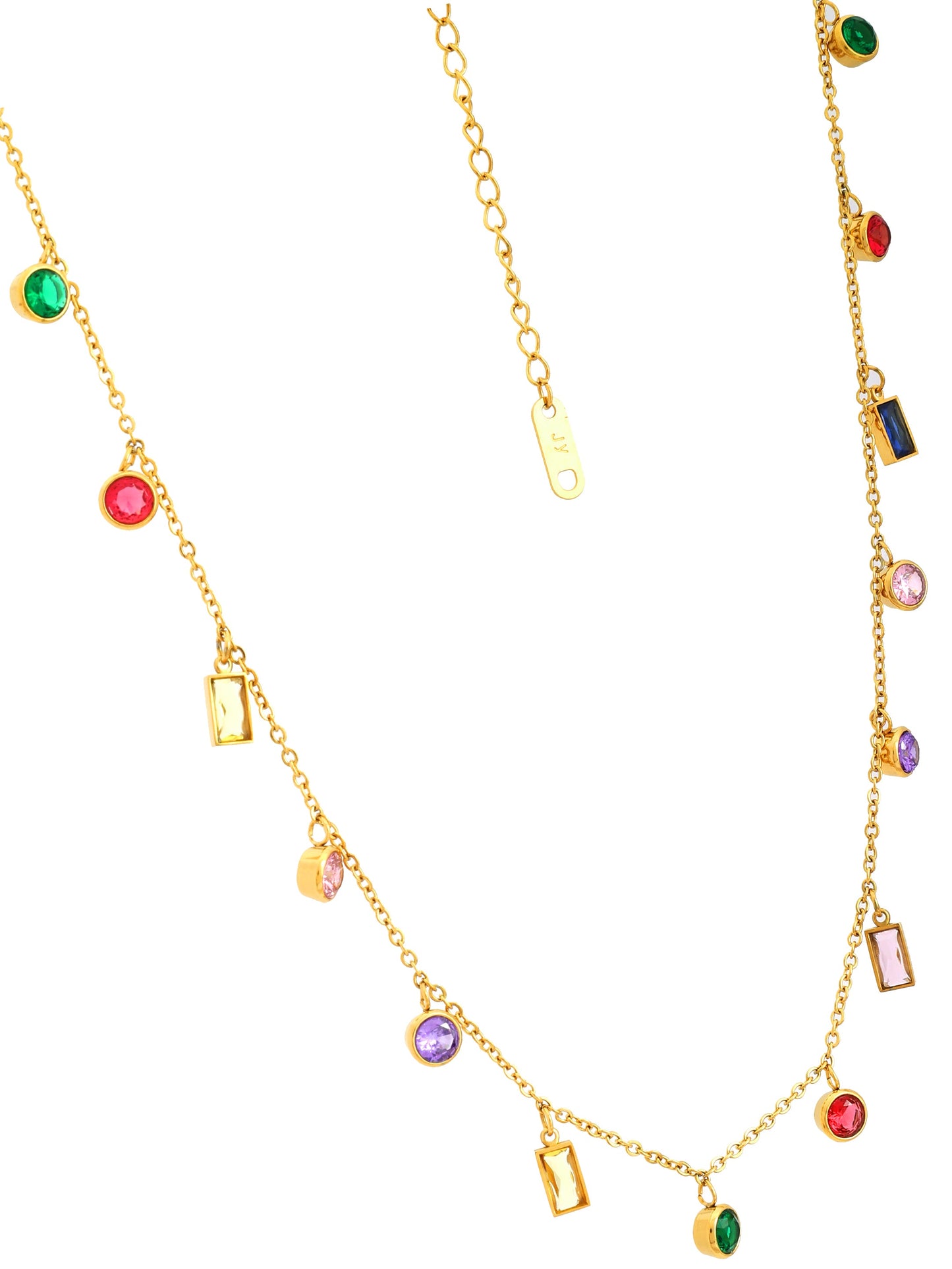 Gold-Plated Multicolor Gem Necklace