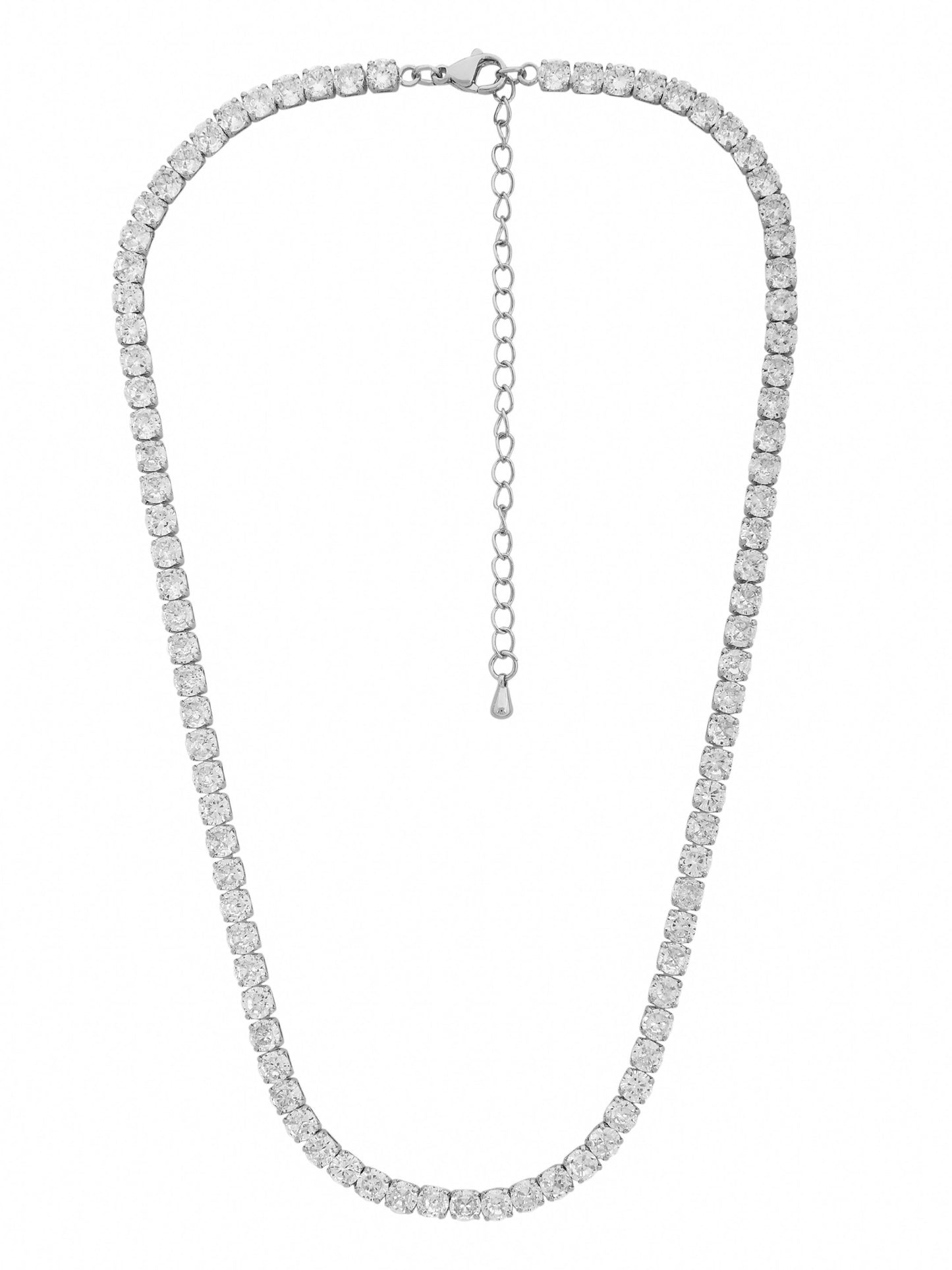 Elegant Silver Tennis Necklace