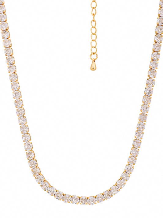 Round Cut CZ Tennis Chain Necklace
