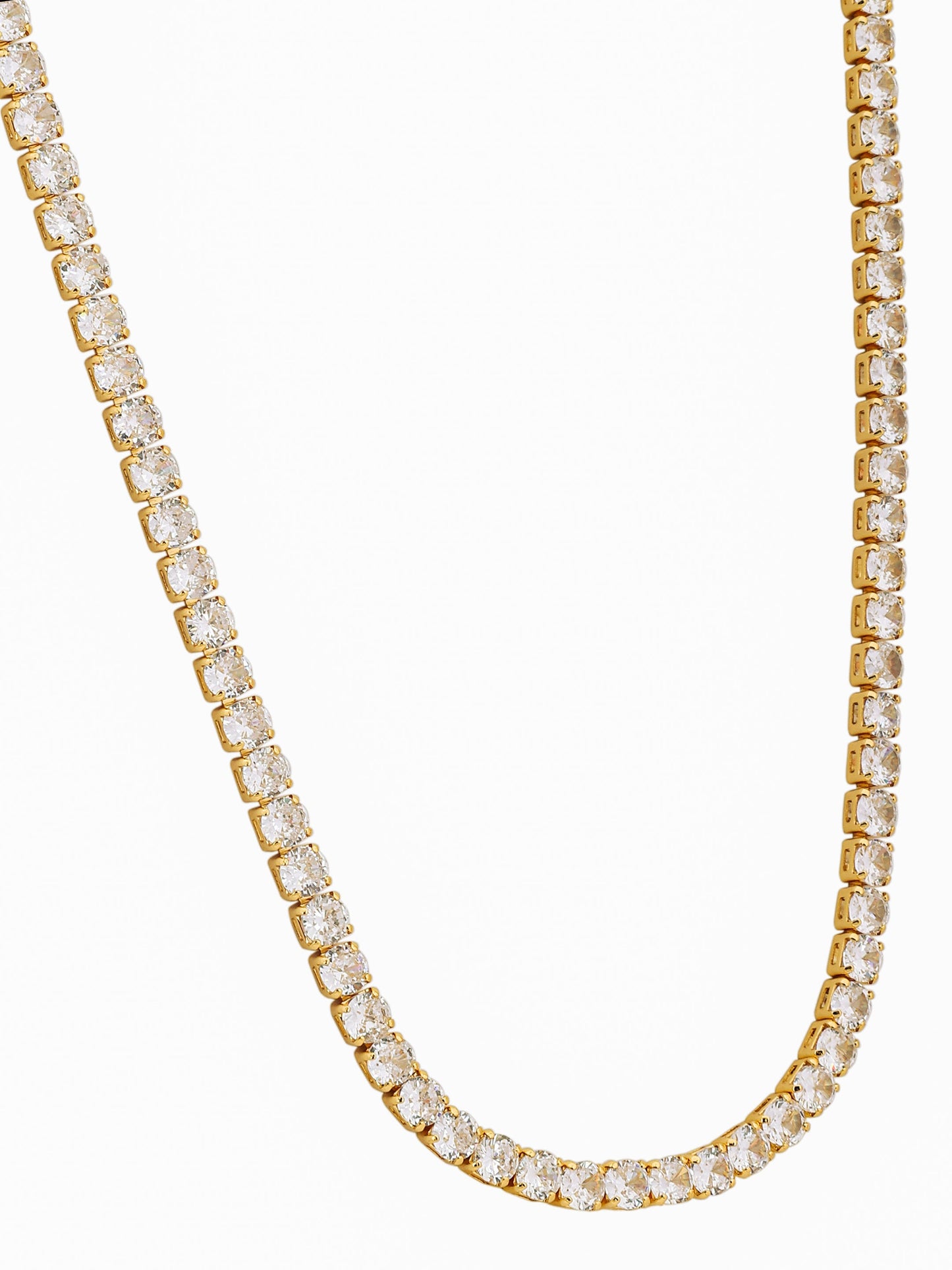 Round Cut CZ Tennis Chain Necklace