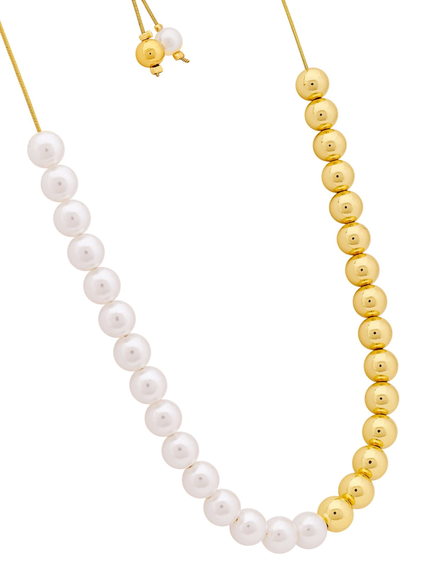 Gold-Plated and Pearl Bead Necklace