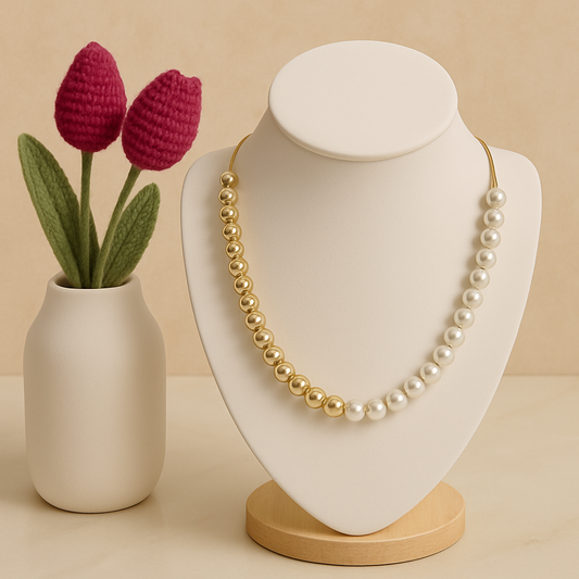 Gold-Plated and Pearl Bead Necklace