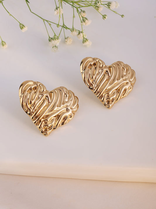 Gold Heart Chunky Studs