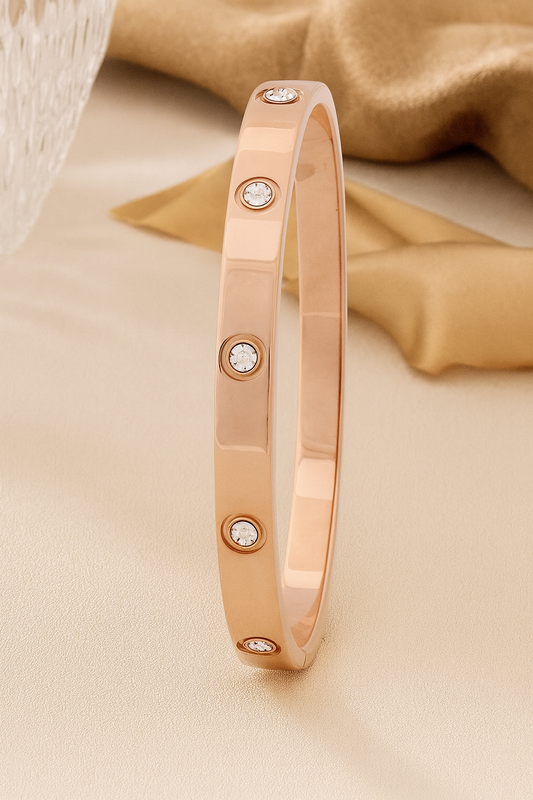 18k Rose Gold Plated Bracelet With American Diamond