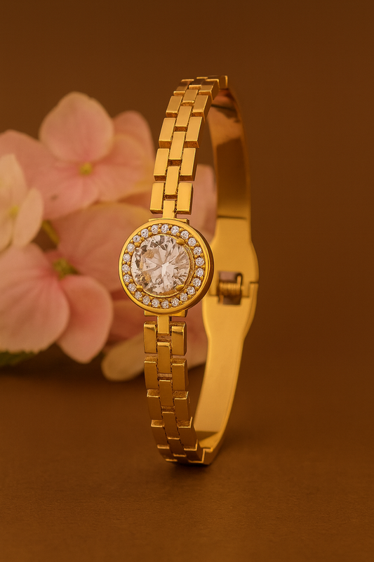 18k Gold Plated Round Crystal American Diamond Bracelet