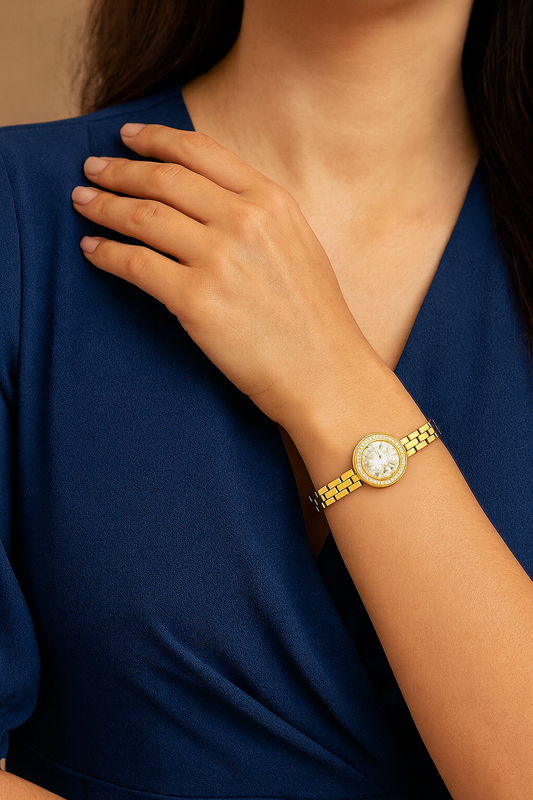 18k Gold Plated Round Crystal American Diamond Bracelet