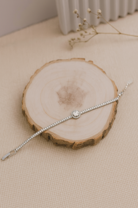 American Diamond Halo Charm Bracelet