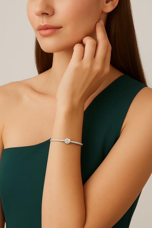 American Diamond Halo Charm Bracelet