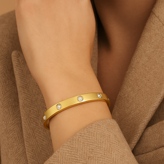 18k Gold Plated Bracelet With American Diamond