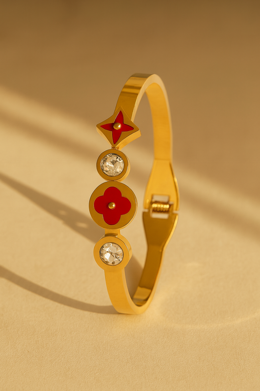 Red Enamel Clover Bracelet